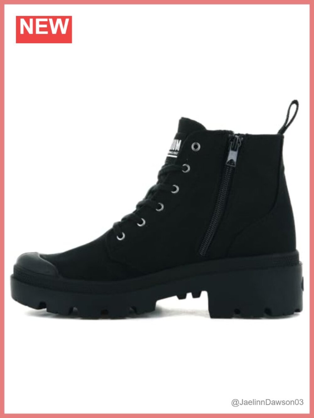 Palladium Womens Canvas Combat Ankle Boots Chunky Lace Up Zip Vegan Fashion
